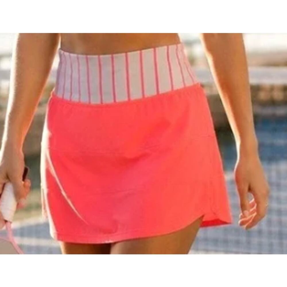 Lululemon Florescent Coral Pink Pace Rival Tennis Skirt Skort Size 8